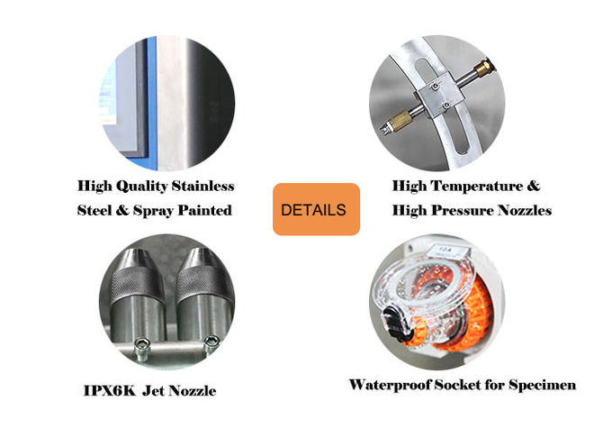 IPX6K9K Water Ingress Testing Equipment High Temperature Water Spray Stainless Steel Chamber 0