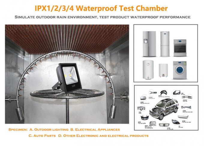 IEC 60529 Water Ingress Testing Equipment IPX1~IPX4 1m³ , Waterproof Test Chamber 3