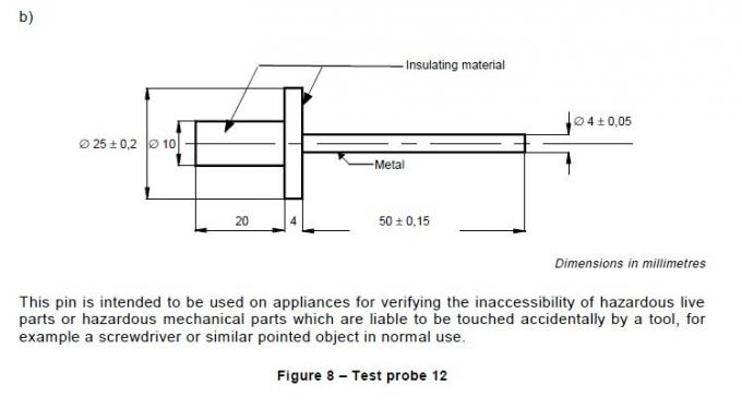 IEC 61032 Figure 8 Test Probe 12 Ф4mm Hardened Steel Test Pin 0