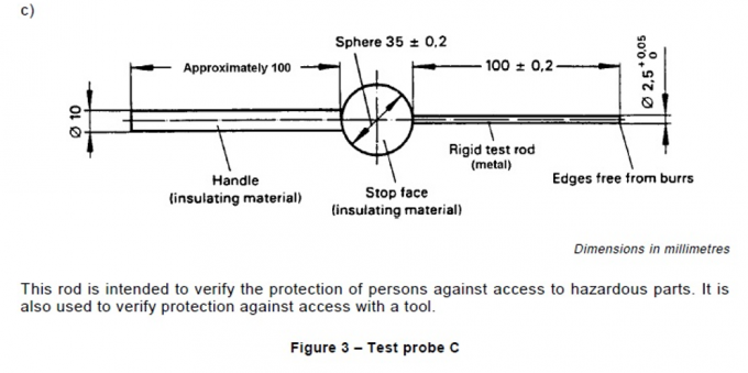 IEC61032 Figure 3 Protection Verify Test Probe C For Hazardous Parts Test 0