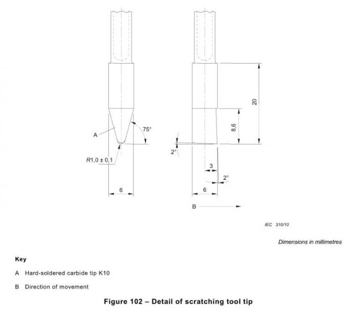 Figure 102 Hard - Soldered Carbide Tip K10 Refrigerator Scratching Tool Tip IEC60335-2-24 0