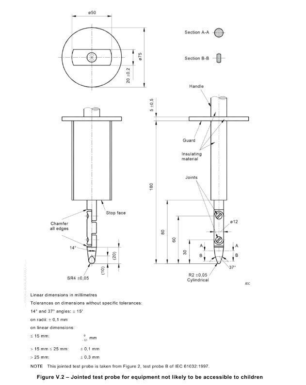 IEC 62368-1 Clause  V.1.2 Figure V.2 Jointed Test Probe For Equipment 0